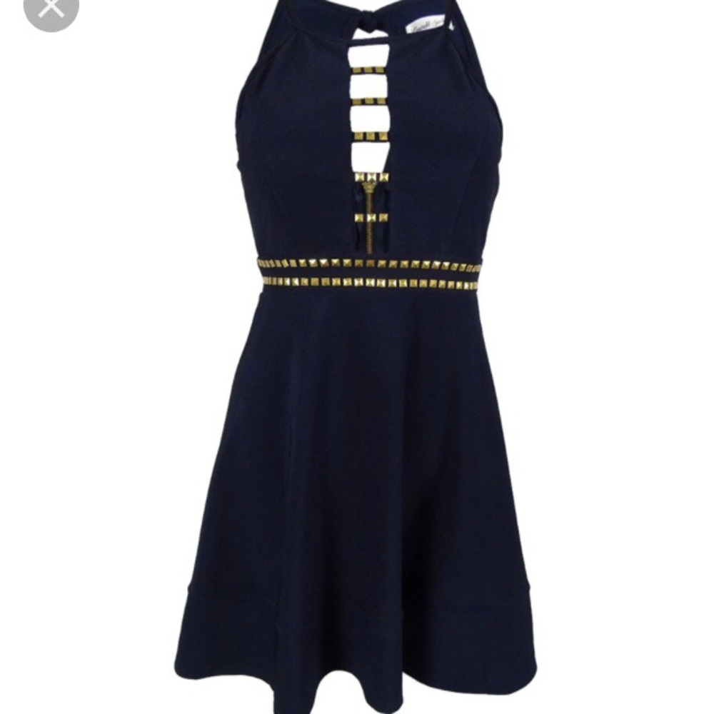 Navy blue dress with gold studs